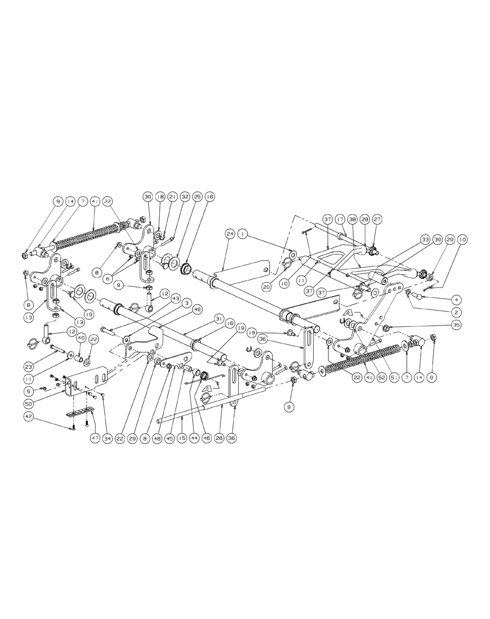 Lift Assembly (2008 And Before) Diagram and Parts List for M48-KW (53AI8CT2050-23HP)(2009 & Before) Cub Cadet Lawn Tractor